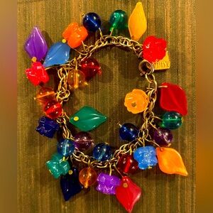 Vtg Sam & Libby Multicolor Cha Cha Fruit Salad Charm Bracelet 90's Y2K RARE